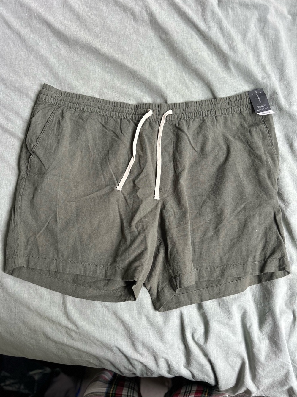No Boundaries Green Drawstring Athletic Shorts with White Cord